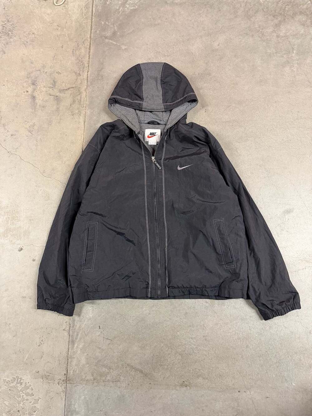 Nike Vintage 00s Full Zip Windbreaker Jacket Size XXL Black
